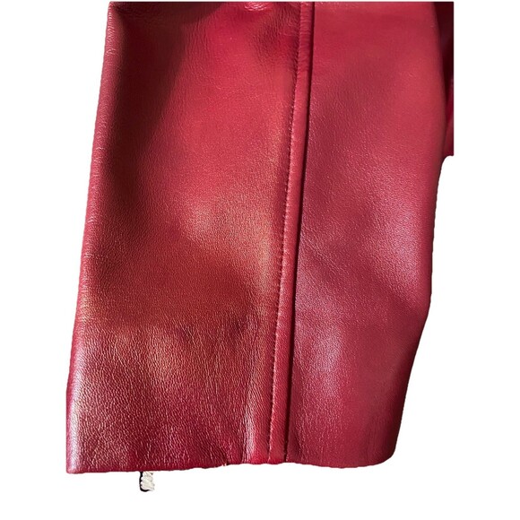 Saguaro Vintage Vibrant Red Leather Jacket Removable Faux Fur Collar Women Large - Picture 10 of 10
